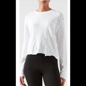 NWOT ATM Anthony Thomas Melillo Slub Jersey Long Sleeve Destroyed Crop Tee Sz M
